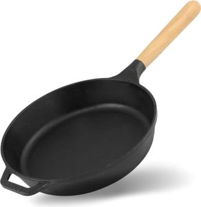 Gusseisen Pfanne Ø24 cm BRIZOLL Schmorpfanne Bratpfanne mit Griff abschraubbar Höhe 5cm Gußeisenpfanne alle Herdarten Pfanne aus Gusseisen Induktion