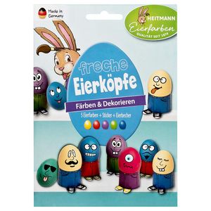 Heitmann Eierfarben Freche Eierköpfe Ostereier färben verzieren Sticker Set bunt