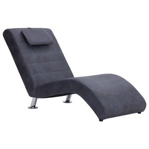 vidaXL Chaiselongue mit Kissen Grau Wildleder-Optik