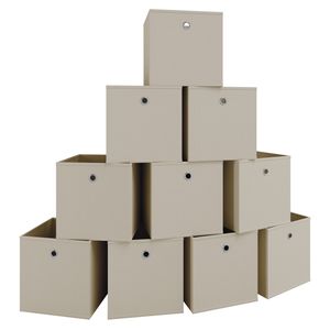 VCM 10er Set Faltbox Klappbox Stoff Kiste Faltschachtel Regalbox Aufbewahrung Boxas Weiß-Natur