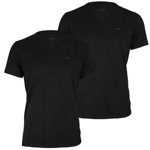 JOOP! Herren 2er-Pack Fine Cotton Stretch V-Neck T-Shirt, Unterhemd, Einfarbig Schwarz (Black 001), Large
