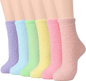 6 Paar Kuschelsocken Damen Plüschsocken Beheizte Socken Fußwärmer Socken