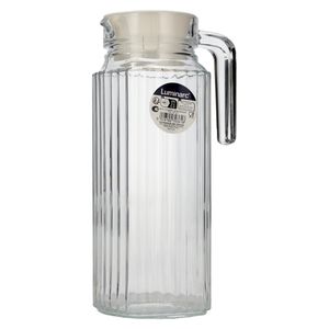 Luminarc Quadro Kühlschrankkrug mit weißem Kunststoffdeckel, 1.1 Liter, Glas, transparent, 1 Stück