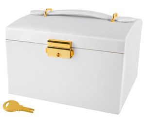 Schmuckkästchen Koffer 3 Farben Abschließbar Spiegel Tragegriff 2 Schubladen  6347 , Farbe:Beige-beige