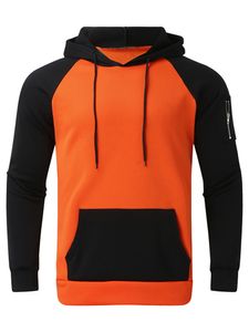 Herren Taschen Pocket Hoodies Winter Pullover Draw String Sweatshirts Unifarben, Farbe: Schwarzorange, Größe: 2Xl