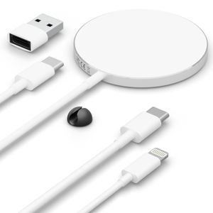 MagSafe Ladegerät für Apple iPhone 14 13 12 11 X Pro | Wireless Charger & USB C Schellladegerät 20w Power Adapter: MagSafe + Lightning Ladekabel