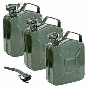 3x Kraftstoffkanister Metall  5 Liter oliv grün Kanister  inkl. Ausgießer