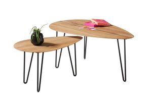 Couchtisch "JUAN" Beistelltisch Wohnzimmertisch Tisch Eiche massiv oval Set