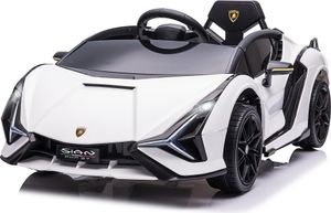 HOMCOM Kinderfahrzeug 12V 2 Fahrmodi Lamborghini SIAN SUV-Auto-Spielzeug Elektroauto mit Fernbedienung Musik(MP3/USB) Licht 37-60 Monate Metall Weiß 108 x 62 x 40 cm