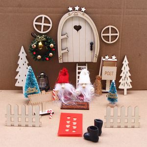 Wichteltür Zubehör Weihnachten Set, Weihnachtswichtel Tür Set Weihnachtsdeko Elfentür, Holz Wichtel Tür, Set für Kinder Geschenke