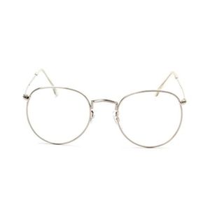 Vintage Damen große runde Metallrahmen klare Linse Brillen Retro-Brille Geschenk-Silber