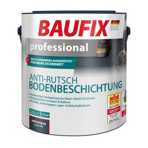 BAUFIX professional Anti-Rutsch Bodenbeschichtung anthrazit matt, 2.5 Liter, Beton- und Bodenfarbe