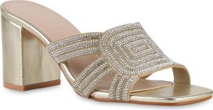 VAN HILL Dámské sandály Classic Strass Cut-Outs 841549, Barva: zlatá, Velikost: 39