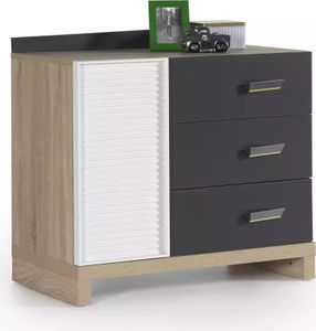 Kinderkommode Kommode Schrank Kinderzimmerregal Grau Holz Moderne Neu