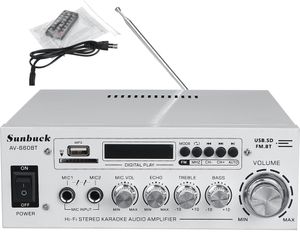 Sunbuck 12V 2000W Digital Stereo Verstärker bluetooth HiFi Audio Endstufe FM Leistungsverstärker 2-Kanel-Verstärker, EU-Stecker, Weiß
