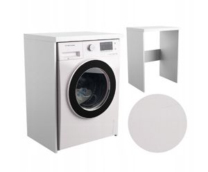 SKXMobel Waschmaschinenschrank in Weiß, Trockner Schrank und Waschmaschine, Badezimmer Regal Waschmaschinenregal aus Naturholz