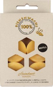 Nachfüll-Teelichter "100% Bienenwachs", 6er-Pack Honig 18/38 mm Steinhart Kerzen in RAL-Kerzen Güte Qualität