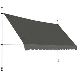 COSTWAY 395cm breit Klemmmarkise Balkonmarkise mit Handkurbel Sonnenmarkise 200-300 cm höhenverstellbar ohne Bohren Grau