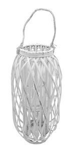 BURI Bambusholz Laterne 70 cm mit Glaseinsatz und Henkel Kerzenhalter Deko Windlicht