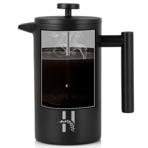 Hanamura French Press - Thermo Kaffeebereiter - Doppelwandig - 1L - Doppelwandig - Schwarz