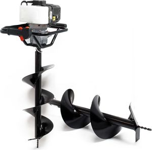 Sada šneků Wiltec s benzínovým motorem o výkonu 1,4 kW a objemu 52 cm³, včetně šneků o průměru 250 mm a 300 mm
