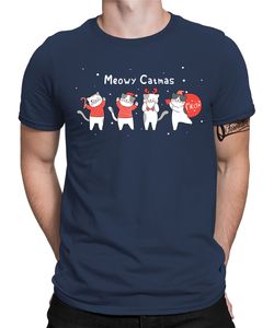 Katze Meow - Weihnachten X-mas Christmas Herren T-Shirt, Navy Blau, XL