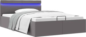 Bett mit Bettkasten Hydraulisch LED Grau Kunstleder 120x200 cm