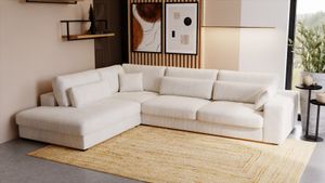 GRAINGOLD Ecksofa Disney - Polsterecke -  L-Form Sofa, Polstergarnitur, Eckcouch vom Hersteller, Eckcouch in Beige - (Lincoln 03, Seite: Links)