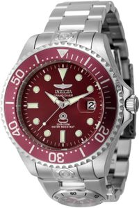 Invicta Grand Diver 45814 Herren armbanduhr - Automatikuhr - Edelstahl mit roten zifferblat - 47mm