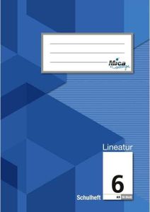 Schulheft A5 - Lineatur 6 - blanko mit Linienblatt - 16 Blatt