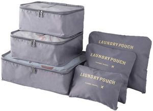 6 Set Packwürfel, Reisegepäckverpackungs-Organizer Set mit Wäschesack für die Reise, Kleidersäcke