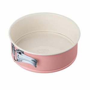 Dr. Oetker Springform Ø 18 cm mit Flachboden, Backform mit extra hohem Rand aus der Serie "Modern Baking - Retro Design", runde Kuchenform mit zweifarbiger Premium-Antihaftbeschichtung (Farbe: Rosa/Creme), Menge: 1 Stück