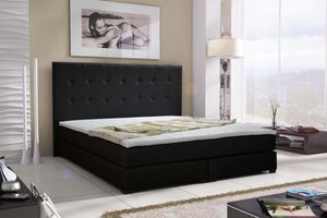 MOB, Manželská posteľ Boxspring 160 cm - Caserta (čierna) (s matracmi)