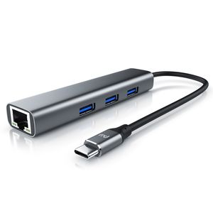 Primewire - USB C HUB mit RJ45 Ethernet - 10/100/1000 Mbit/s - Gigabit Ethernet, LAN Network Adapter - 3 x USB 3.2 Gen.1 A Ports - Notebooks, Ultrabooks und, 722304821722