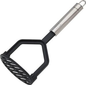 Fackelmann Kartoffelstampfer 25 cm OVALGRIFF, Kartoffelpresse für beschichtete Pfannen und Töpfe, Küchenhelfer aus hochwertigem Edelstahl und Kunststoff (Farbe: Silber/Schwarz) Fackelmann Kartoffelstampfer 25 cm OVALGRIFF, Kartoffelpresse für beschichtete Pfannen und Töpfe, Küchenhelfer aus hochwertigem Edelstahl und Kunststoff (Farbe: Silber/Schwarz)
