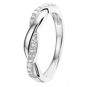 Ring, 925 Silber, Welle mit Zirkonia  -  52.0 mm