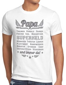 style3 Papa Vorbild Superheld und immer da! Herren T-Shirt Vater Vatertag Trainer, Größe:XXL, Farbe:Weiß