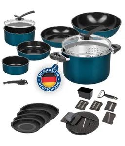 Kelton Pfannenset Töpfe Set 3 in 1 mit Deckel und Gemüseschneider 27 tlg., Kochgeschirr mit Pfannen und Kochtöpfen mit Antihaft Beschschichtung Kelton Pfannenset Töpfe Set 3 in 1 mit Deckel und Gemüseschneider 27 tlg., Kochgeschirr mit Pfannen und Kochtöpfen mit Antihaft Beschschichtung