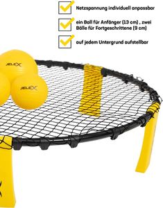 JELEX "Smash" Roundnet 6er-Set mit 3 Bällen gelb Ballspiel