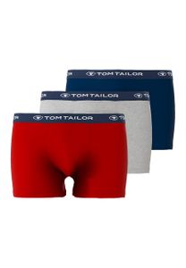 TOM TAILOR Herren Boxershorts, 3er Pack - Hip Pants, Buffer G4, Boxer Brief, Uni Grau/Rot/Dunkelblau 2XL