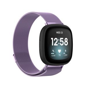 Pre Fitbit Versa 4 + 3 / Sense 1+ 2 Magnetické kovové hodinky Náhradný remienok fialový