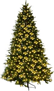 225cm LED Künstlicher Weihnachtsbaum, Christbaum Kunstbaum Dekobaum mit Metallständer, Tannenbaum geschmückt
