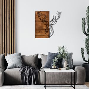Wallity, Deer1- ENZ1705, Schwarz,,Nussbaumfarbe, Sonstige Wohndekorationen, 56 x 58 cm, 100% Metall (Dicke: 1