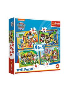Trefl Spiele & Puzzle 4 in 1 Puzzle Holiday PAW Patrol, 35/48/54/70 Teile Puzzle Puzzle Kinder