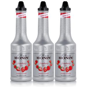 Monin Fruchtpüree Mix Strawberry Erdbeere 1L Cocktails Milchshakes (3er Pack)