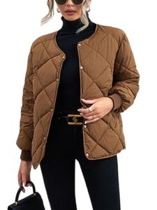 Damen Daunenmäntel Sterbten Outwear Langarm Overmantel Winter Warm Jacke Übergangsjacke Braun,Größe XXL