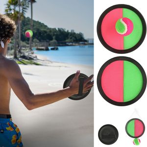 Klettballspiel 3tlg. Set 2 Handteller 1 Ball 18,5x18,cm im Netz Wurfspiel Outdoor Garten Kinder Strandspiel Beachball