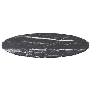 vidaXL Tischplatte Schwarz Ø70x0,8 cm Hartglas in Marmoroptik