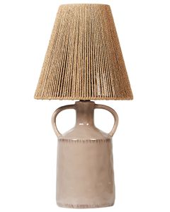 BELIANI Tischlampe Taupe Keramik Vasenform 51 cm Papierschirm Trommelform Kabel mit Schalter Handgefertigt Boho Schlaf- u. Wohnzimmer Beleuchtung