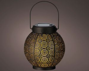 Lumineo LED solárna lampa kovová Ø14-H16cm čierna so 6 hodinami horenia a vypínačom